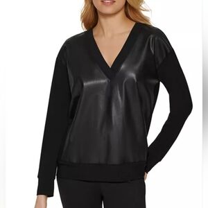 DKNY- Faux Leather Top.